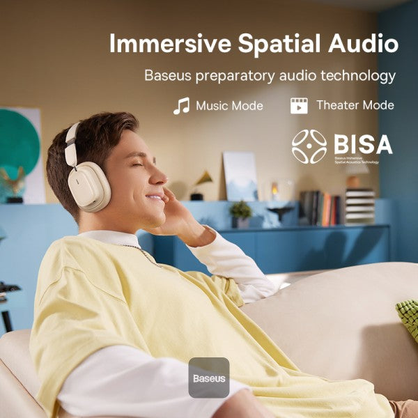 Baseus Bowie H1i Noise-Cancellation Wireless Headphones Stellar White