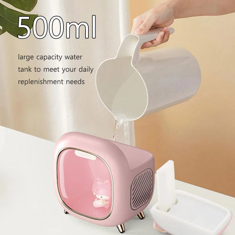 Mini Diffuseur d’Arome 500ml Cute avec Éclairage et Batterie Intégrée (A330 )