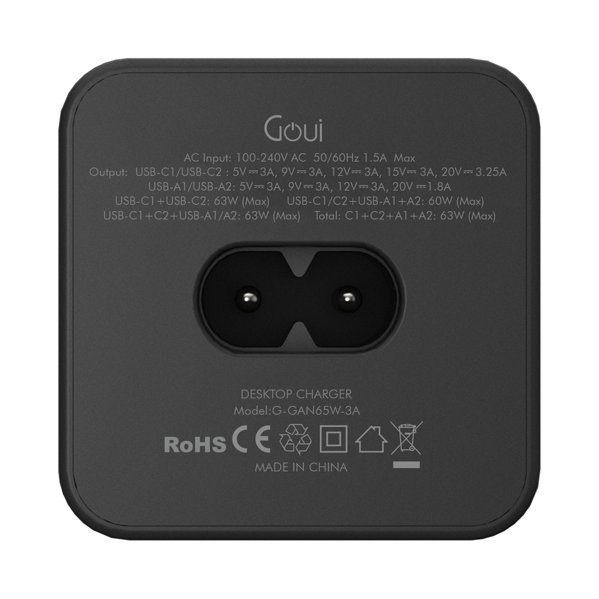 Goui TANK Desktop Charger 65w with 3 Pin EU Plug Power Code(TANK 65w)
