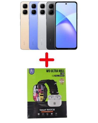 Pack Complet Infinix Smart 10 + Montre Connectée W9 Ultra Max & Écouteurs Sans Fil