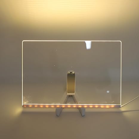 Tableau Acrylique Transparent Rétroéclairé - Ardoise Bureau LED avec Support (60x40 cm)