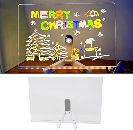 Tableau Acrylique Transparent Rétroéclairé - Ardoise Bureau LED avec Support (60x40 cm)