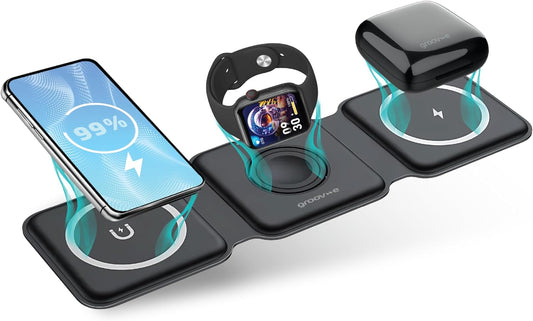 Chargeur Wireless 3 En 1 Sans fil pour iPhone Iwatch AirPods Station de Charge Pliant