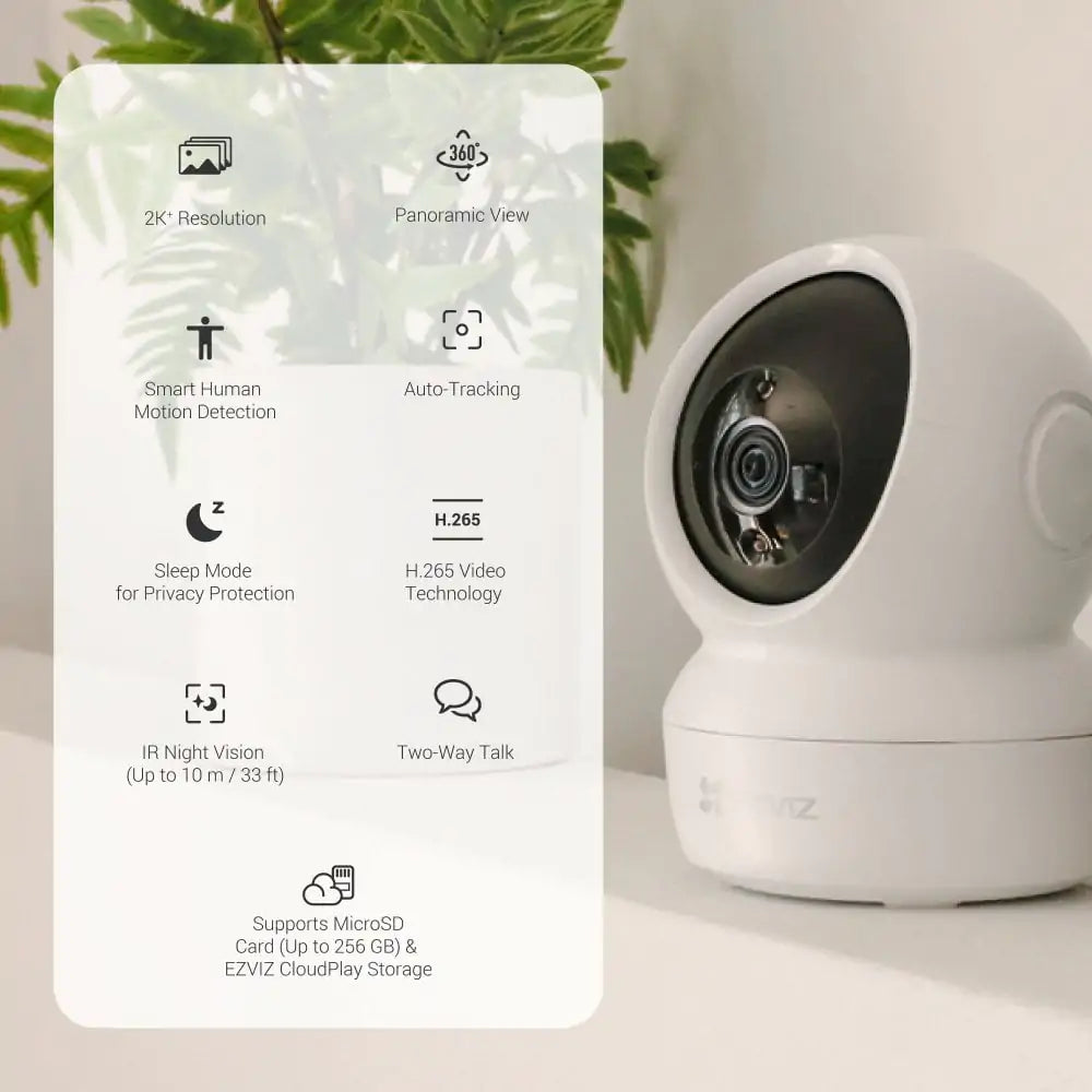 Caméra Intelligente Pan & Tilt EZVIZ H6c 2K+ – Surveillance 4MP à 360° avec IA