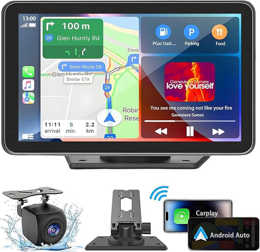 Écran Voiture Portable 7" 7002CP avec CarPlay & Android Auto Sans Fil
