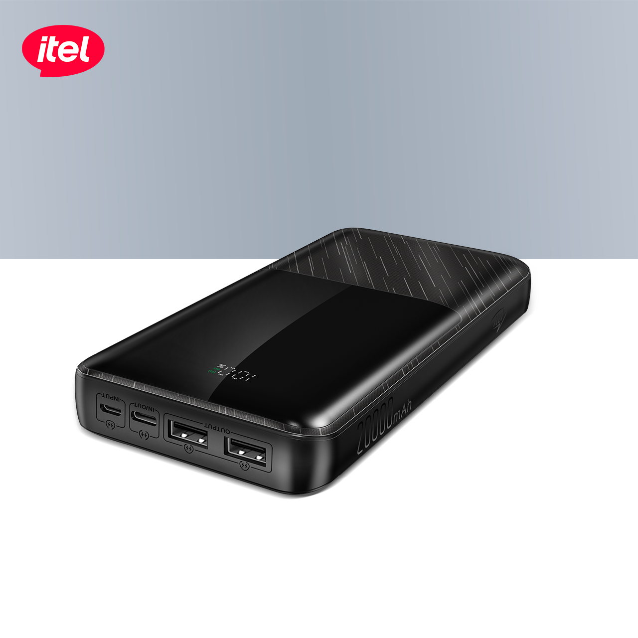Itel power bank 20000 mah avec cable type C integré 12M