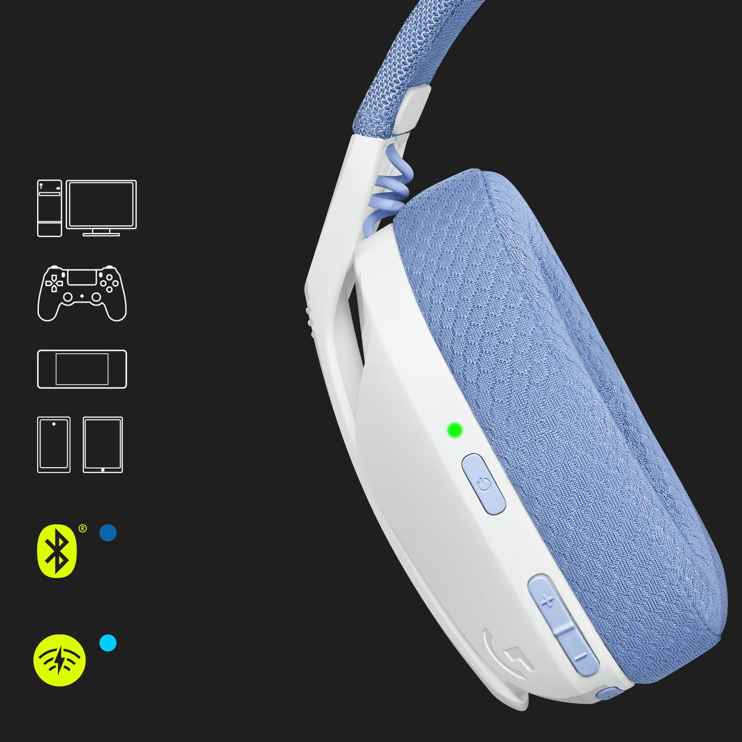 Logitech G G435 Casque Sans fil Arceau Jouer Bluetooth Blanc