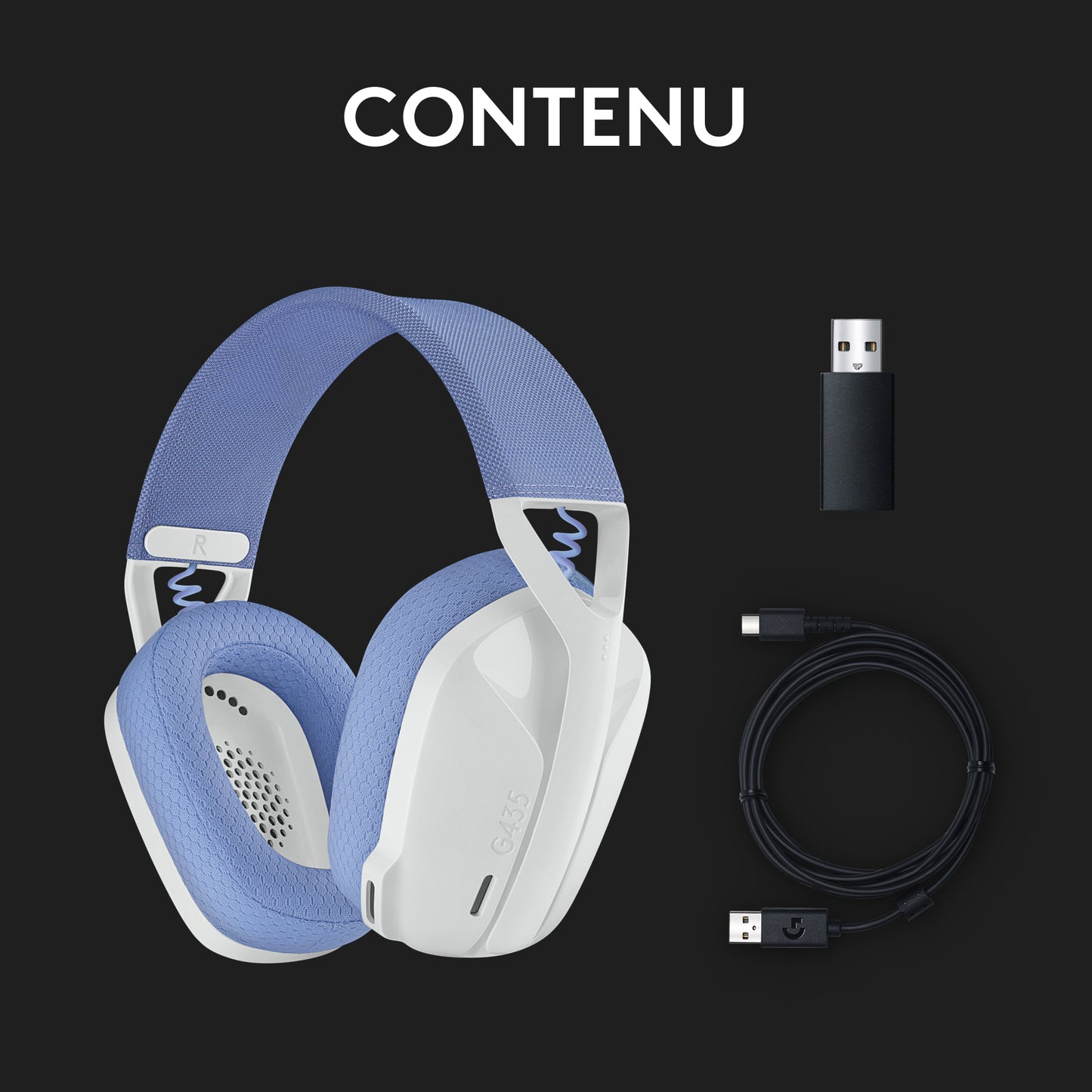 Logitech G G435 Casque Sans fil Arceau Jouer Bluetooth Blanc