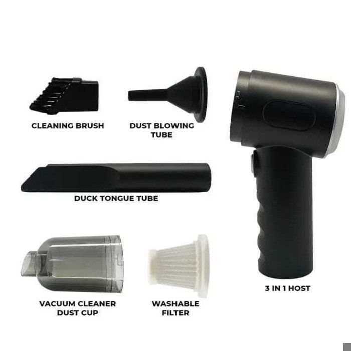 Pack voiture  3-en-1 : Mini Aspirateur, Transmetteur FM Voiture & Support GSM